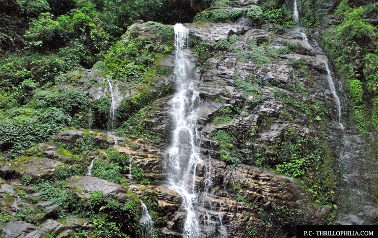 The splendid view of the Waterfall near Yumthang